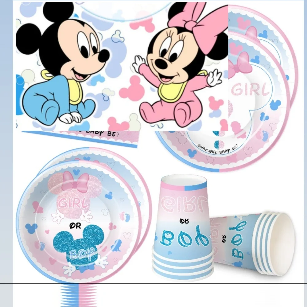 Disney Gender Reveal Tableware Set - Pink and Blue